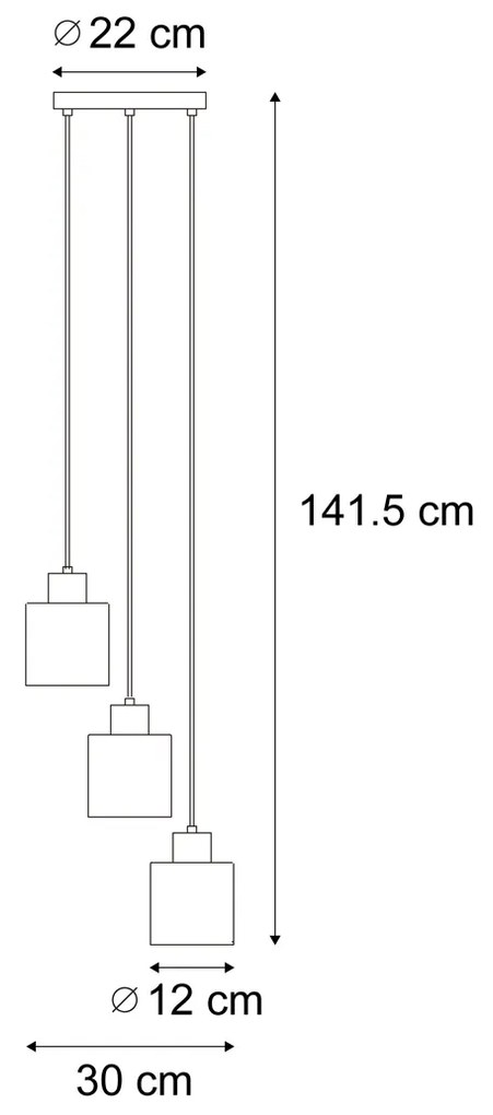 Moderne hanglamp zwart met smoke glas 3-lichts - Dame Modern E27 rond Binnenverlichting Lamp