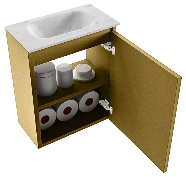 Mondiaz Ture DLux toiletmeubel 40cm oro met wastafel opalo midden zonder kraangat