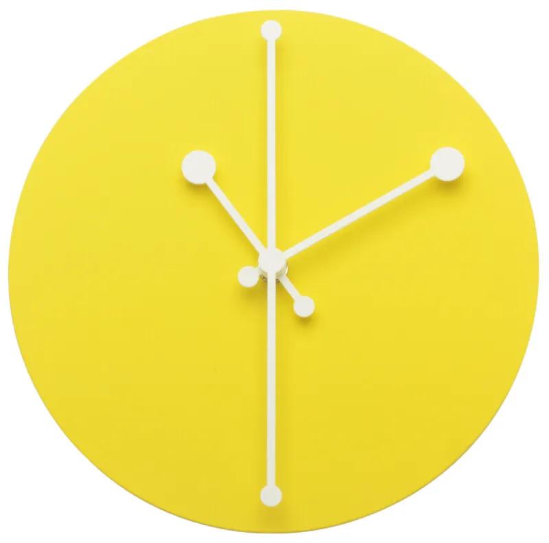 Dotty Clock wandklok staal ø 20 cm geel