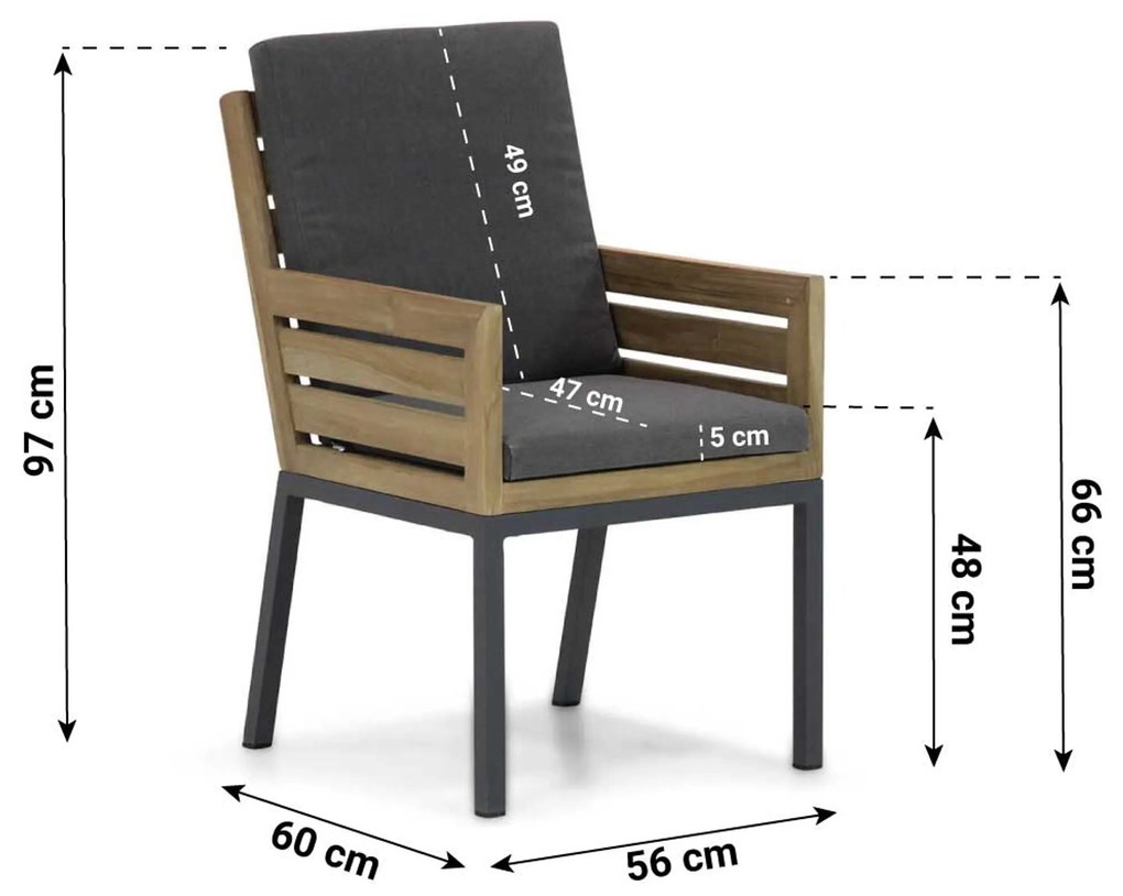 Tuinset 4 personen 180 cm Teak Old teak greywash Lifestyle Garden Furniture Dakota/Cardiff