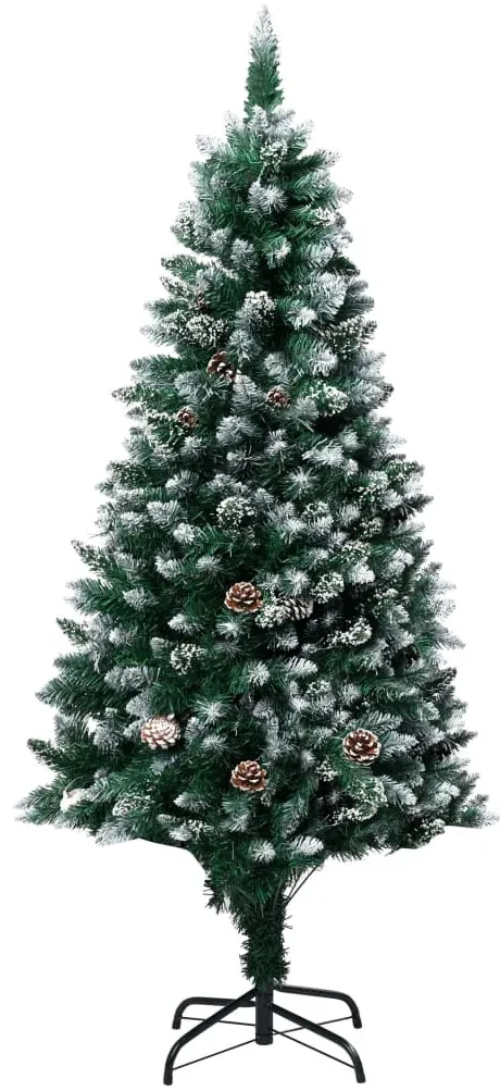 vidaXL Kunstkerstboom met LED's en dennenappels en witte sneeuw 240 cm