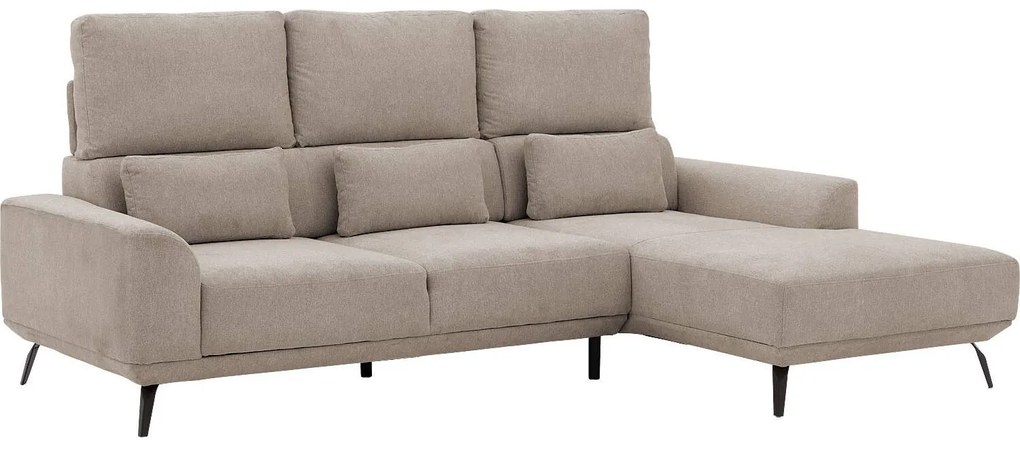 Goossens Excellent Bank Princess Met Elektrisch Uitschuifbaar Zitvlak beige, stof, 2,5-zits, elegant chic met chaise longue rechts