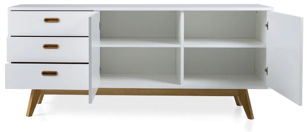 Tenzo Bess Dressoir Scandinavisch Wit Met Eiken - 170x43x72cm.