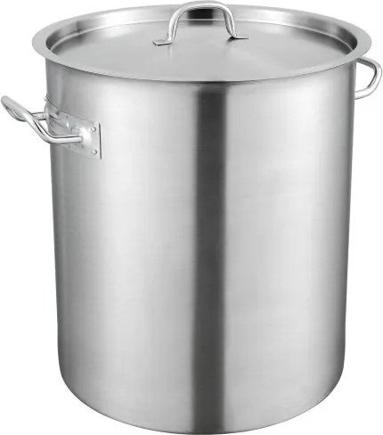 VEVOR 39,7 L roestvrijstalen kookpan, 350 x 410 mm grote soeppan met composietbodem, geschikt als aspergepan en sauspan, praktische keukenpan voor grote ingrediënten, inductiekookpan, inductiekookpan