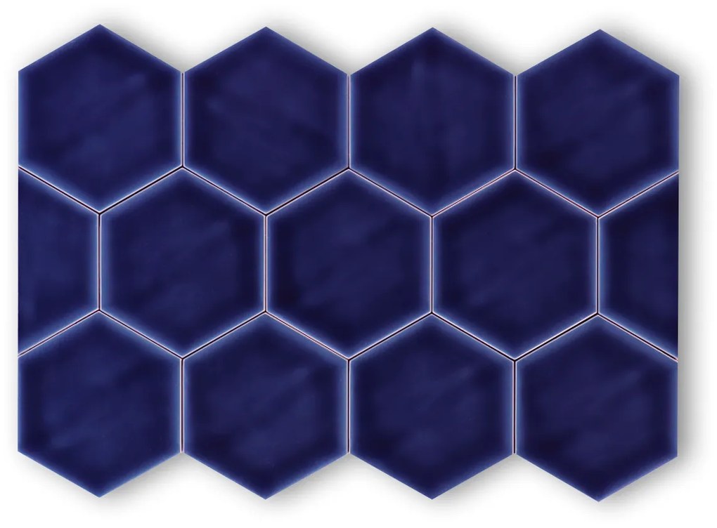 Hoogglans Handvorm Wandtegel 10.8x12.4 Cm Hexagon Princeton Kobalt Blauw RBT62