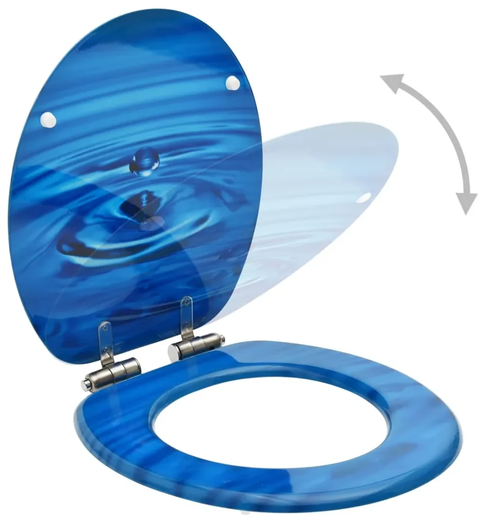 vidaXL Toiletbril met soft-close deksel waterdruppel MDF blauw