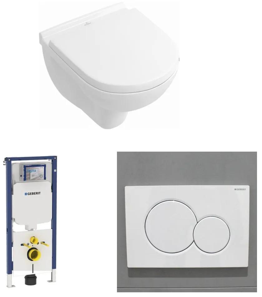 O.novo toiletset Compact CeramicPlus met Geberit ruimtewinnend reservoir/bedieningsplaat glans-wit