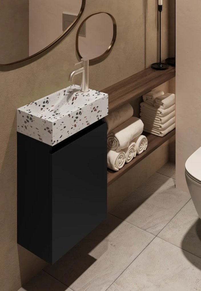 Saniclear Terrazzo fontein met kraangat rechts 39x22x10cm