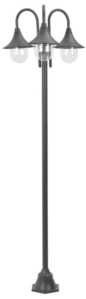 vidaXL Paalverlichting tuin E27 220 cm aluminium brons 3-delig