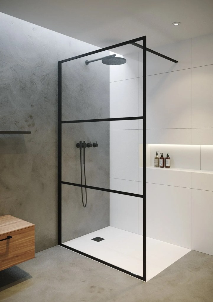 Riho Grid Gb400 inloopdouche 90x200cm met zwarte profielen 6mm