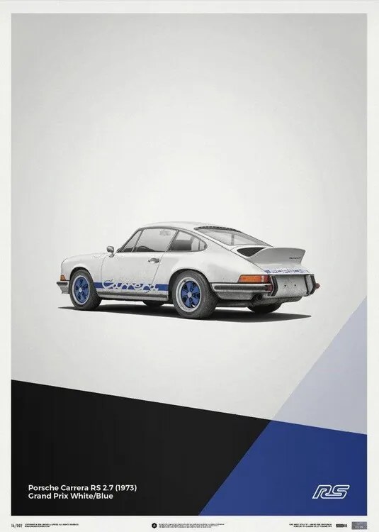 Kunstdruk Porsche 911 RS - White - Limited Poster, Automobilist