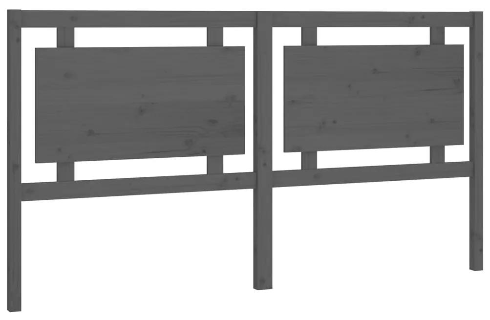 vidaXL Hoofdbord 185,5x4x100 cm massief grenenhout grijs