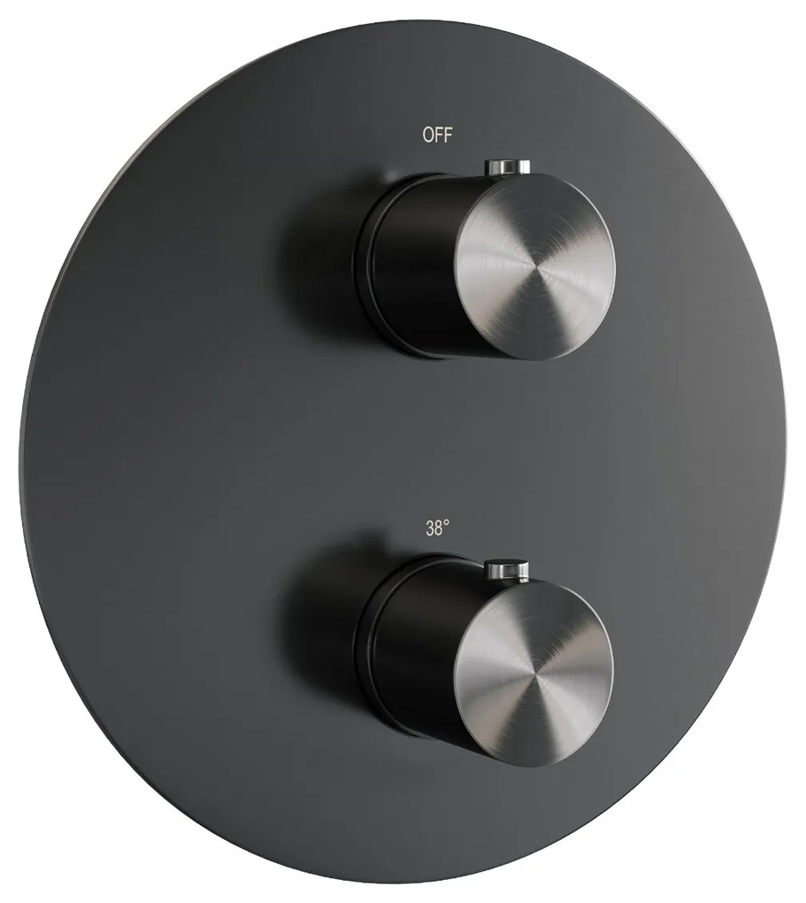 Brauer Gunmetal Edition thermostatische inbouw regendouche met staafhanddouche, rechte muurarm, glijstang en hoofddouche 30cm set 86 gunmetal geborsteld PVD