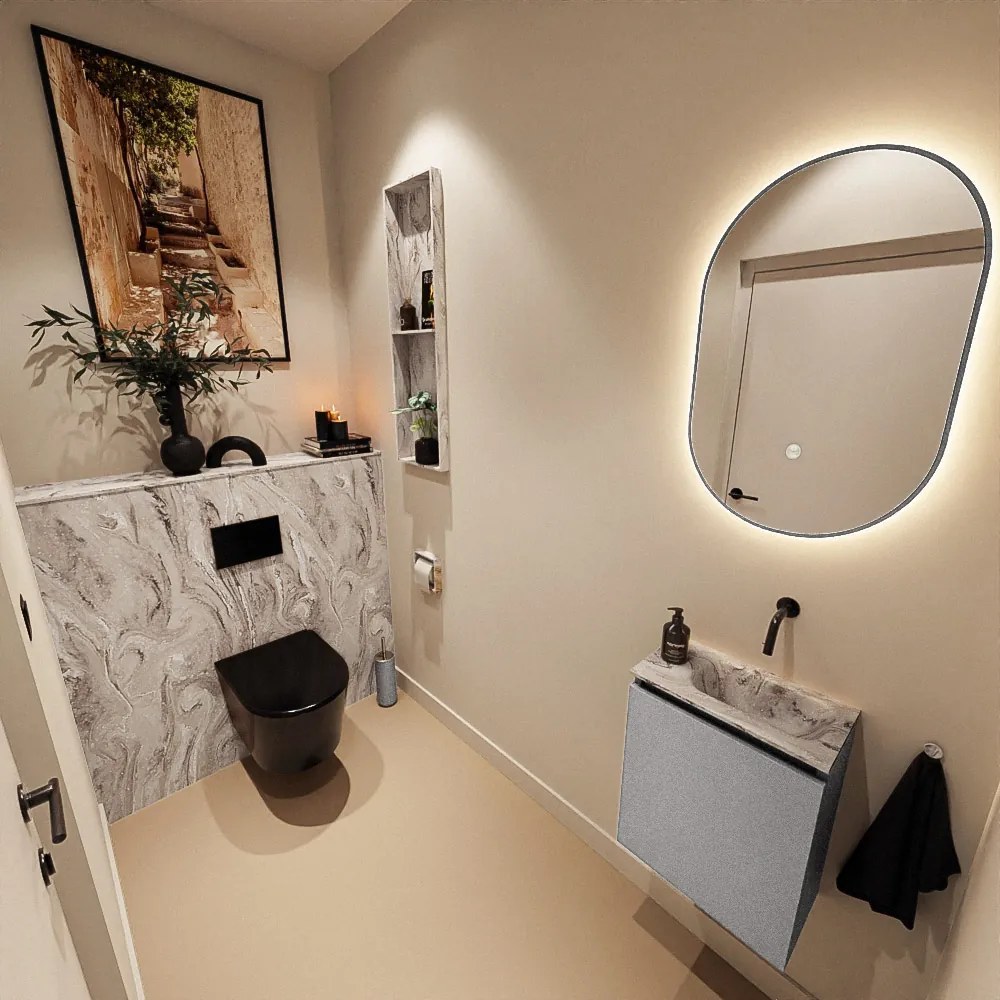 Mondiaz Ture DLux toiletmeubel 40cm plata met wastafel glace rechts zonder kraangat