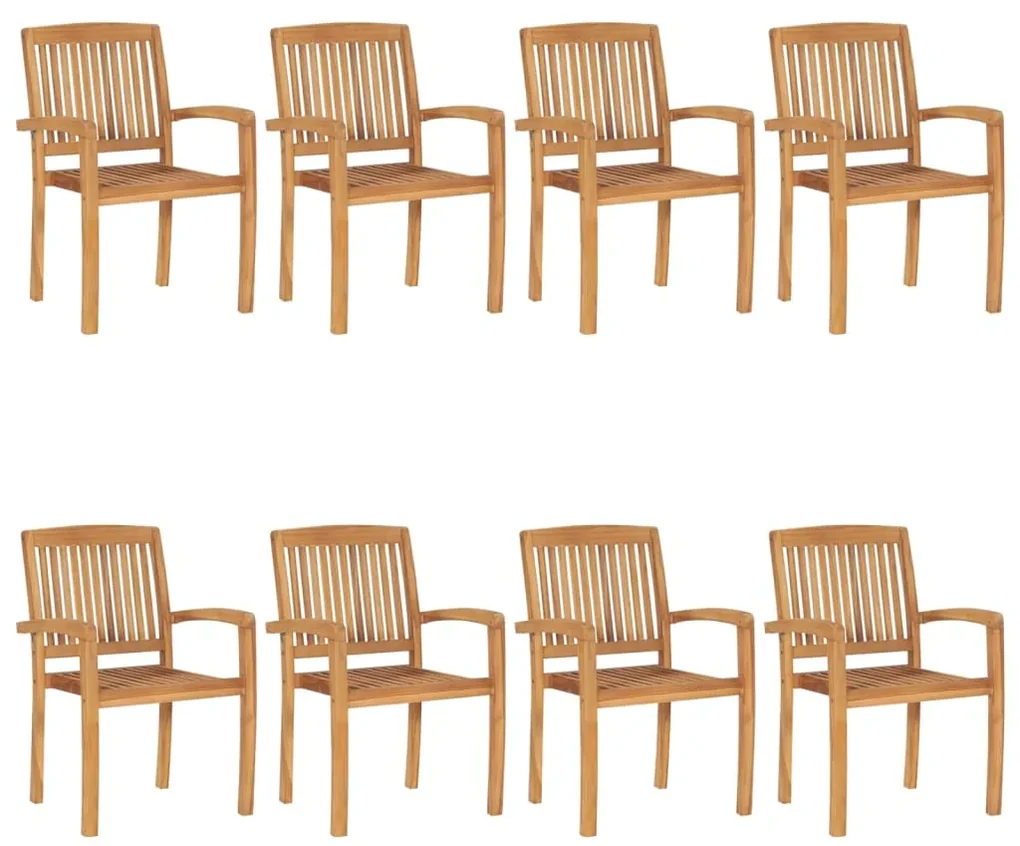 vidaXL Tuinstoelen stapelbaar 8 st massief teakhout