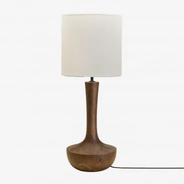 Tafellamp In Sintra Mangohout Donker Handvat Hout & Wit Ø30 Cm - ↑30 Cm Arlina - Sklum