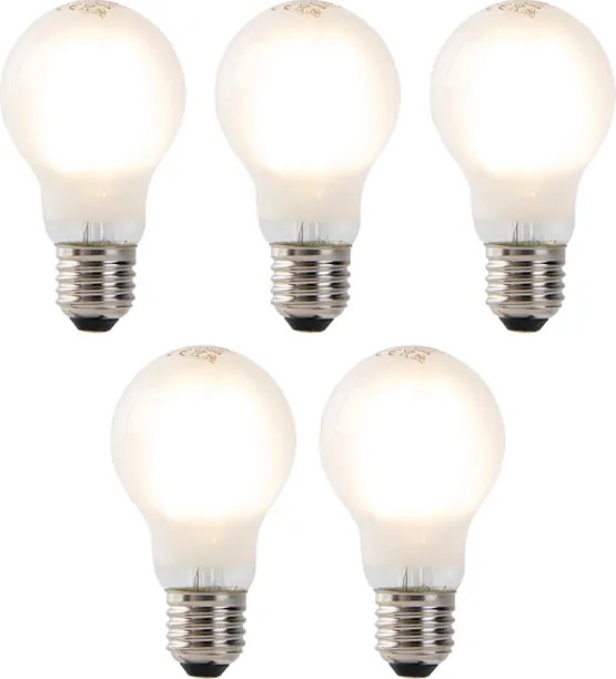 Set van 5 E27 LED filament lampen A60 mat glas 4W 450 lm 2700K