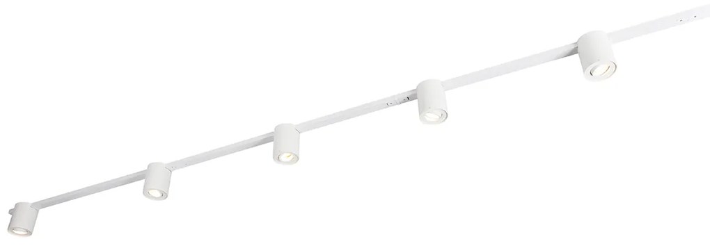 Modern 1-fase railsysteem met 5 Spot / Opbouwspot / Plafondspots wit - Rondoo Up Modern GU10 Binnenverlichting Lamp