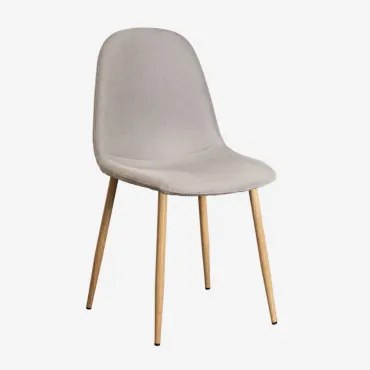Set Van 4 Glamm Eetkamerstoelen Natuurlijk Hout & Linnen Crèmebeige & Linnen - Sklum