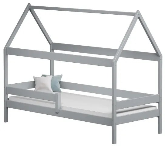 Peuter Grijs Canopy House-vormig eenpersoonsbed - Teddy 5056231734707 Children's Beds Home, 200x90, Geen, 12 cm schuimmatras met hoge veerkracht Child