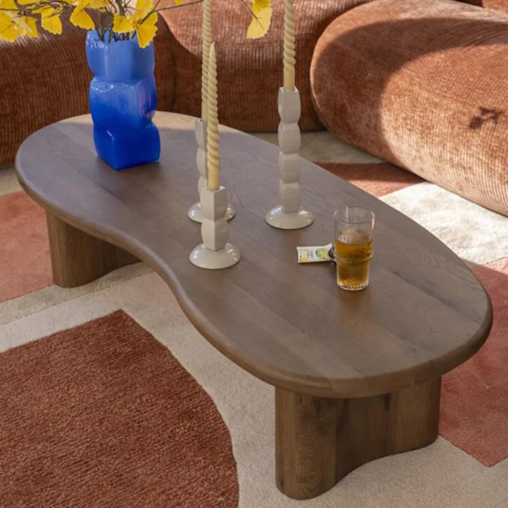 Organische Salontafel Bruin Eiken - 140 X 60cm.