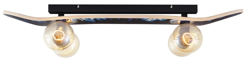 Wandlamp zwart met blauw 78cm - Skateboard