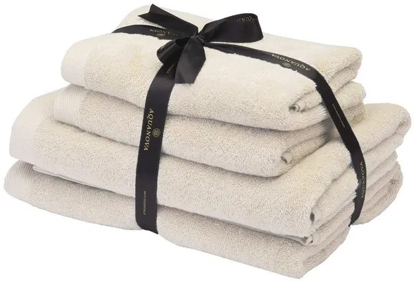 Aquanova Rio - Handdoek bundel - GOTS KATOEN - 2x 50x100 + 2x 67x130 cm - Birch (Off white) RIOBUS-806