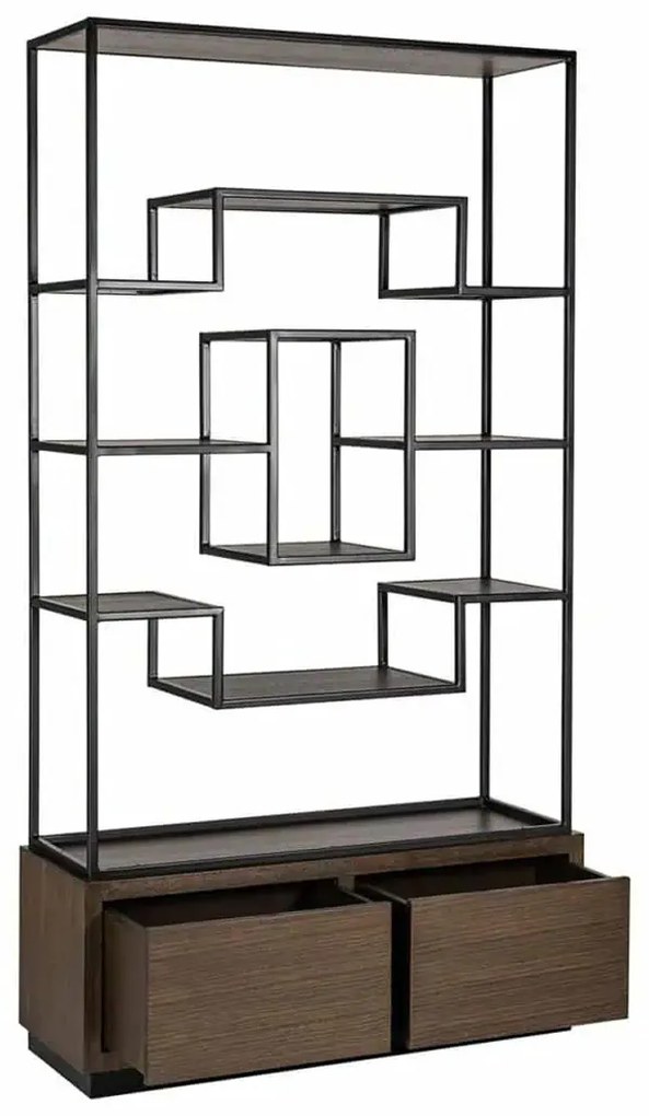 Richmond Interiors Bonvoy Open Vakken Kast Asymmetrisch Bruin Eiken - 120x40x222cm.