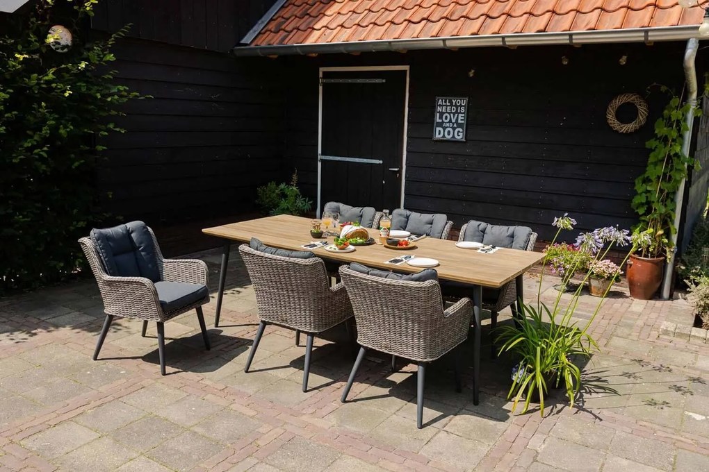 Tuinset 6 personen 240 cm Aluminium/wicker Grijs Lifestyle Garden Furniture Nice/Montana