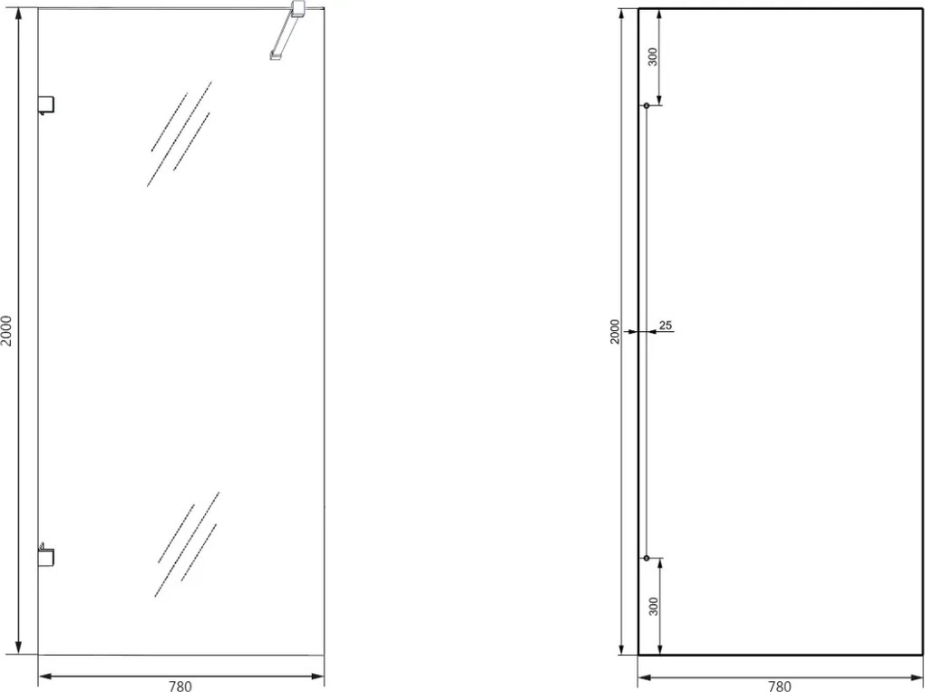 Saniclear Modern glazen wand 80x200cm