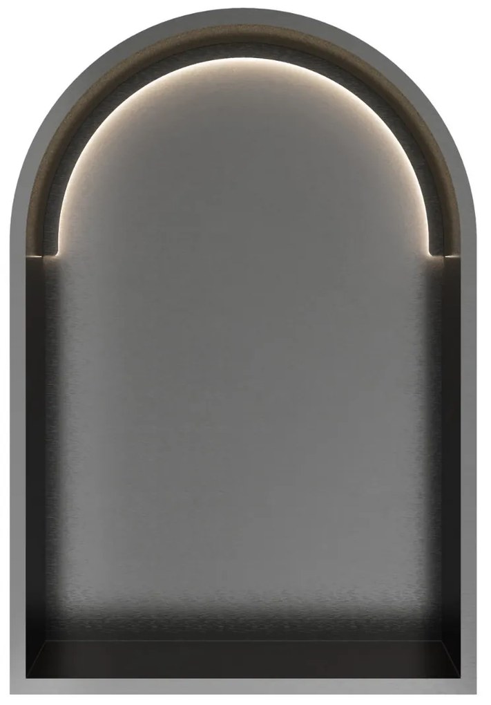 Hotbath &More inbouwnis met verlichting toogmodel 30x45x10cm geborsteld gunmetal PVD