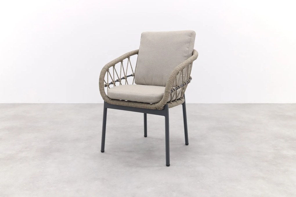 Julia naturel rope dining tuinstoel - Antraciet
