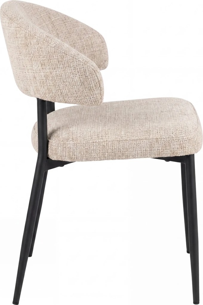 IRIS Beige (stof Juto 4) / zwart onderstel – MODERNE GESTOFFEERDE STOEL VOOR WOONKAMER/EETKAMER BOHO