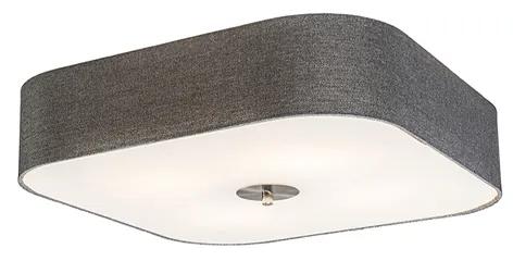Stoffen Plafondlamp vierkant grijs 50 cm - Drum deluxe Jute Landelijk / Rustiek, Modern E27 Binnenverlichting Lamp