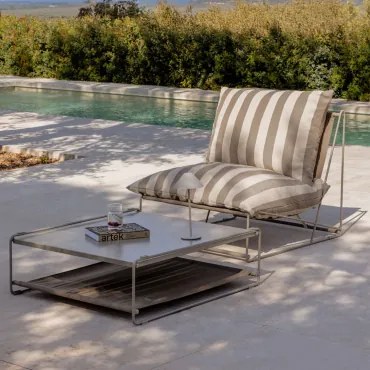 Amaro Tuinset Met Omvormbare Fauteuil En Bijzettafel Tapioca Beige - Bruin - Mokka - Sklum