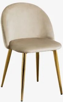 Kana Gestoffeerde Eetkamerstoelen Set Van 2, Staal Goud & Fluwelen Bruin - Tarwe & Fluwelen - Sklum