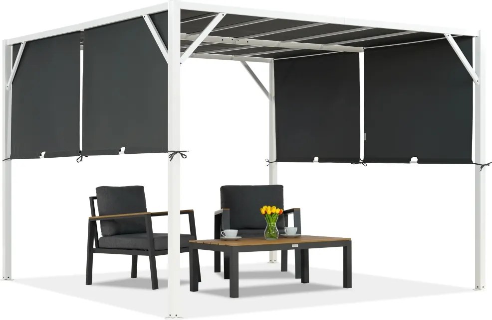 Metalen terraspergola Santorini 3 x 3 m wit-antraciet Garden Point