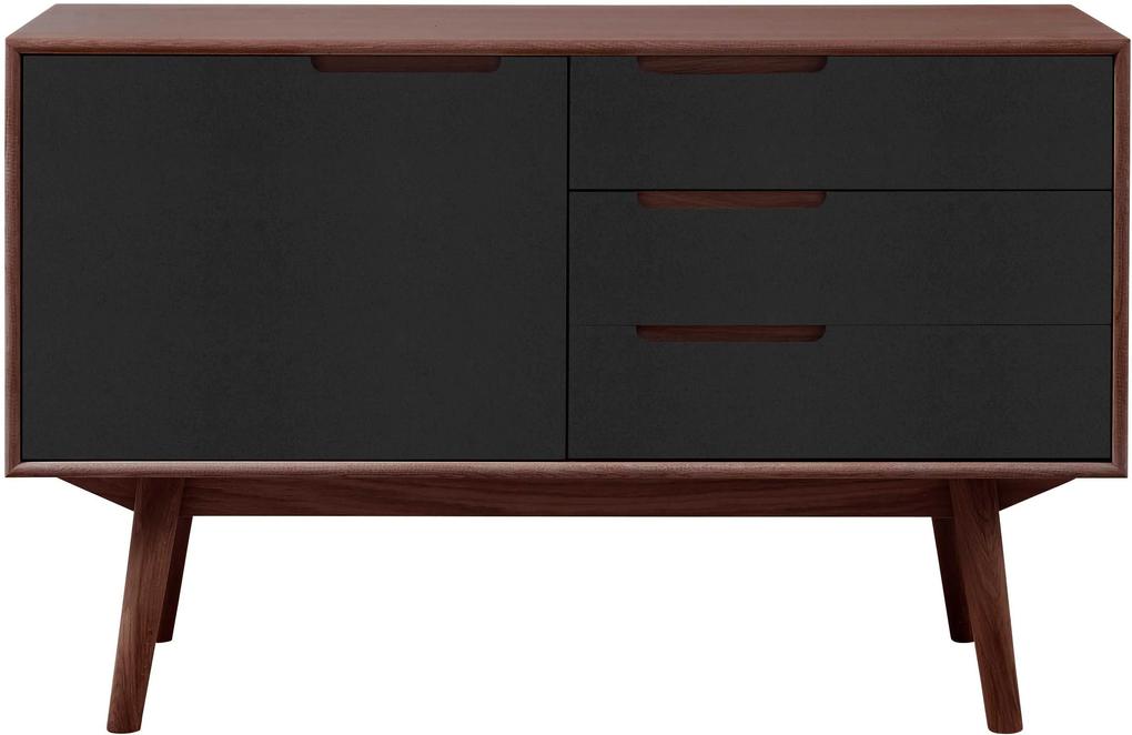 Wood and Vision Curve Sideboard dressoir 1-3 walnoot deuren zwart