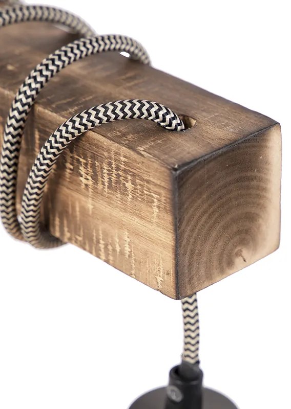 Industriële wandlamp zwart met hout - Gallow