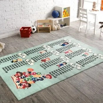 Kleden Groen Mani Textile  Multiplicatie tafel kinderen vloerkleed