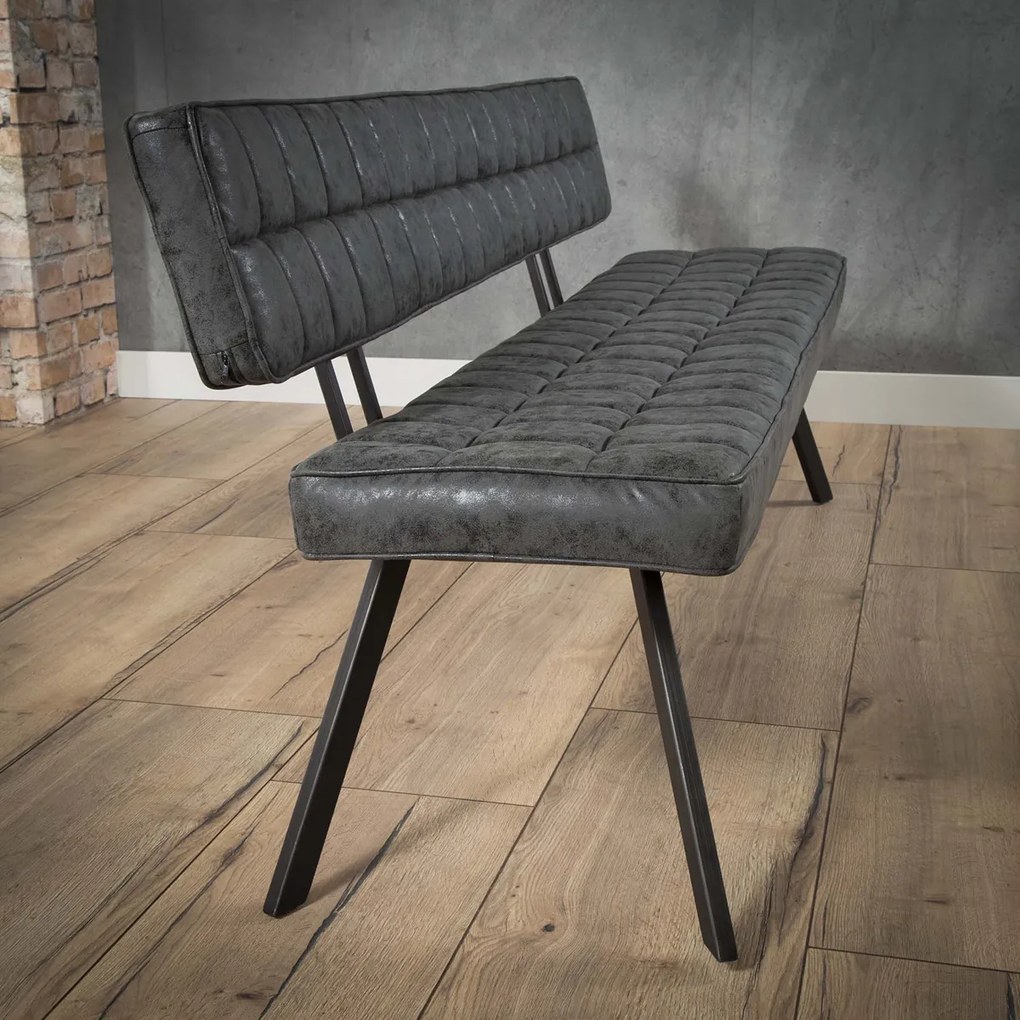 Zwart Lederen Eetkamerbank 150 Cm