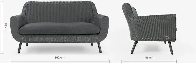 The Outsider Lounge Tuinbank - Jonah - 2 zits - Antraciet - Wicker - The Outsider
