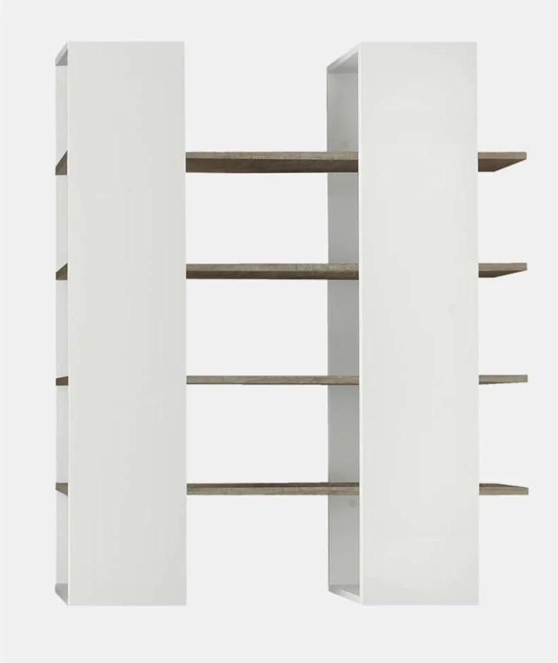 Boekenkast Mestre - groot - hoogglans wit/honing - 161x132x36 cm - Leen Bakker