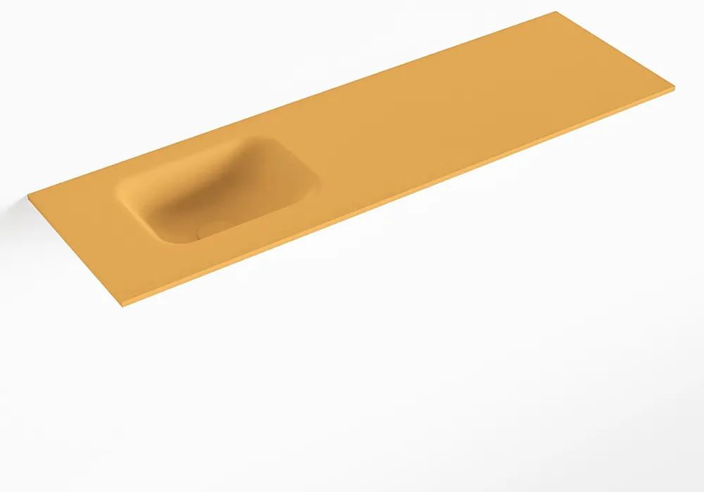 MONDIAZ LEX Ocher solid surface inleg wastafel voor toiletmeubel 100cm. Positie wasbak links