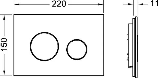 TECE Loop drukplaat glas zwart toetsen mat chroom