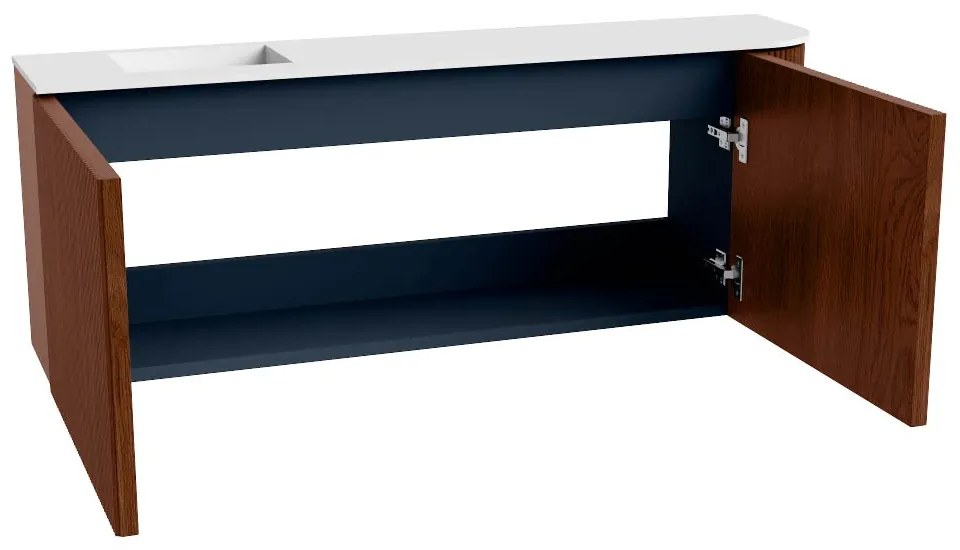 Mondiaz Joya 110cm toiletmeubel ronding rechts ruby met wastafel faye links zonder kraangat talc