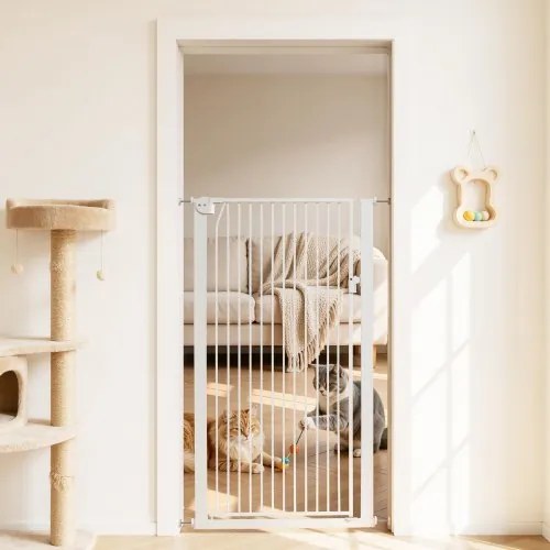VEVOR Traphekje, 740–1050 mm verstelbare breedte, 1420 mm hoog, inclusief druk- en wandmontageset, 33 mm spijlafstand, voor trappen, deuropeningen en woonruimtes, wit
