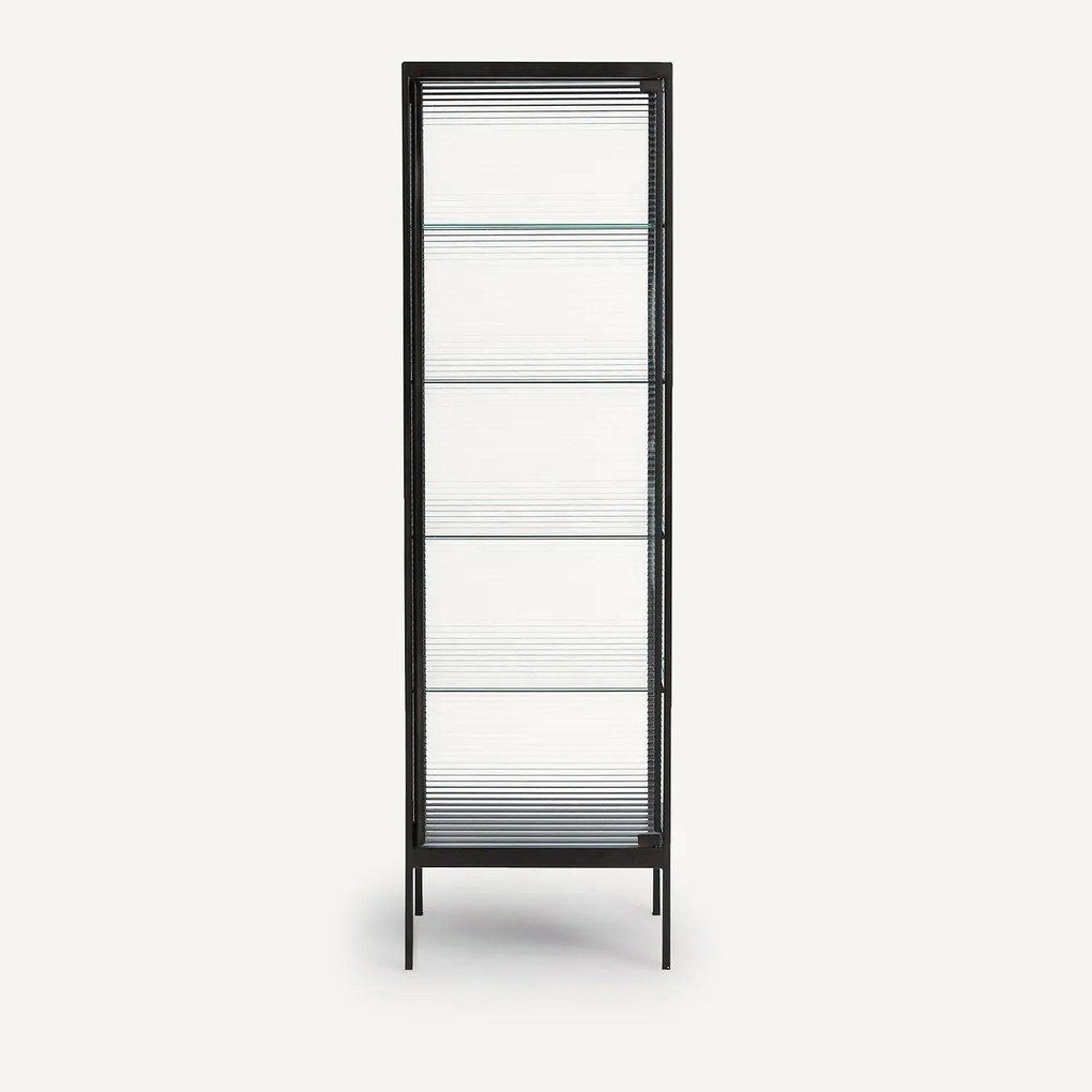 Vitrinekast in stalen metaal en glas Mambo