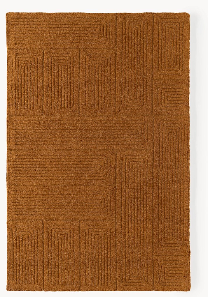 Handgetuft wollen vloerkleed Alexia met geometrisch patroon