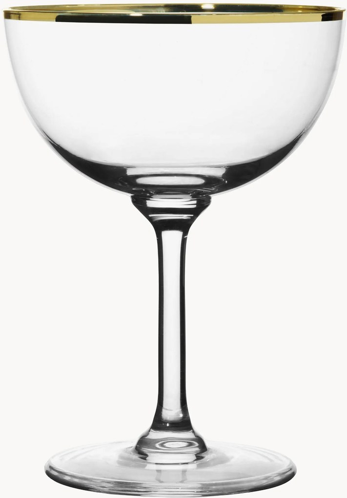 Mondgeblazen kristallen champagneglazen Gold Rim, 6-delig